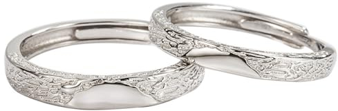 Anelli Per Coppia In Argento Sterling 925, Anello Per Coppia Regolabile In Argento Design Increspato Del Battito Cardiaco Anelli Aperti In Argento Sterling Anello Commemorativo Fedi Nuziali Regalo D