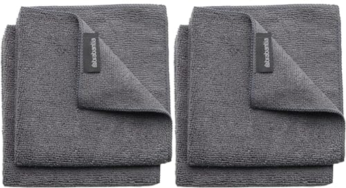 Brabantia Mikrofaser Geschirrhandtuch (2er Set), Dunkelgrau, 30 x 30 cm (Packung mit 2)