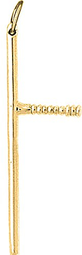 Jewels Obsession 14K Yellow Gold 3D Baton Pendant