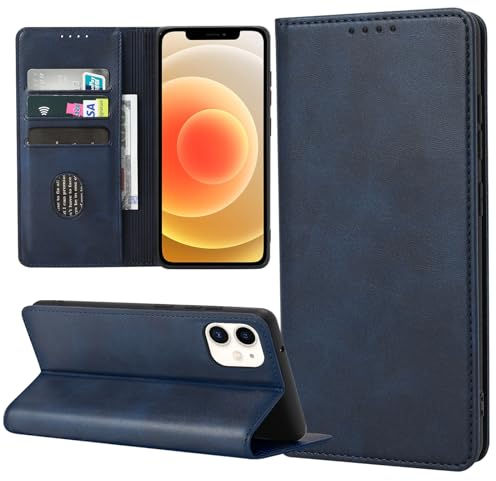 ZYIMOU Handyhülle für iPhone 12 / iPhone 12 Pro Hülle, Leder Schutzhülle Standfunktion Kartenfach Wallet Klapphülle iPhone 12 / iPhone 12 Pro Flip Case Cover, Blau