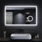 SONNI Espejo de Baño LED 100 x 60 cm Espejo de Baño con Iluminación Blanco Frío 6400 k Espejo con Interruptor Táctil Temperatura del Reloj del Espejo Montado en La Pared 3 Veces Amplificada
