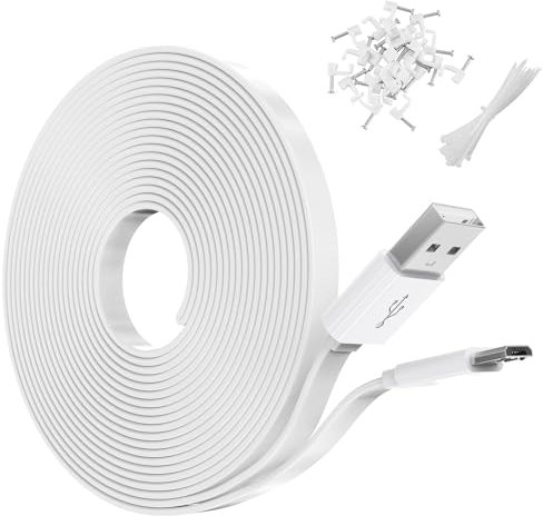 Strom-Verlängerungskabel für WyzeCam, YI-Kamera, NestCam, Blink, Wyze Cam, OG, Wyze, Cam, Pan, Netvue, Kasa, Cam, Cloud-Kamera, Arlo Q Furbo Dog, USB auf Micro-USB, langlebiges Lade- und