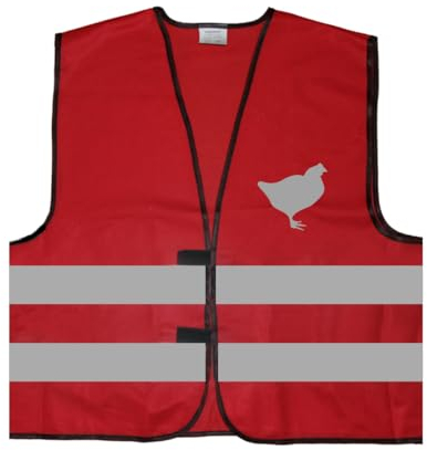 Hühner Huhn Warnweste BZW. Signalweste mit reflektierendem Aufdruck - Größe S/M, Rot