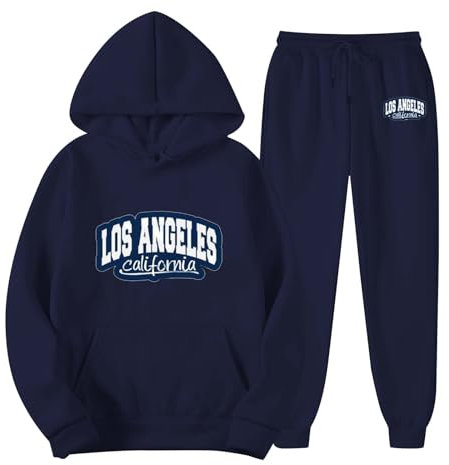 Klassisch Männer Jogginganzug Winter Herren Drucken Modische Sweatshirt Casual Sport Hoher Kragen Persönlichkeit Streetware Kapuzenpullover Baggy Gymnastikanzug Sportlich Zwei Stück Set (Navy, XXXL)