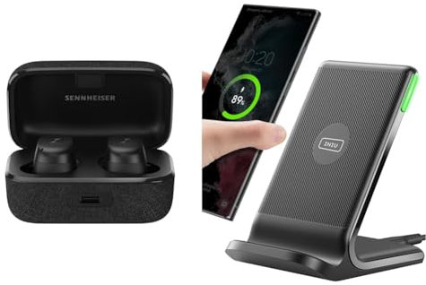 Sennheiser Momentum True Wireless 3 — Bluetooth-In-Ear-Kopfhörer für Musik und Anrufe mit adaptiver Geräuschunterdrückung und 28 Stunden Akkulaufzeit & INIU Wireless Charger Stand