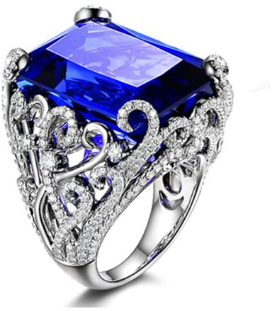 Gu Feng Luxuriöser übergroßer Tansanit-Ring aus Vollkristall Saphir hohler Ring
