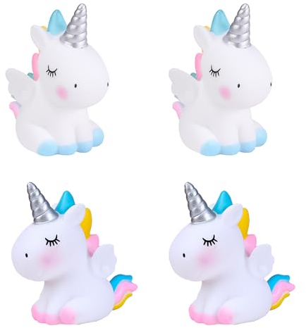 HAICN 4Pcs Unicorn Cake Toppers - Miniature Kit with Unicorn Figures, Resin Cake Adornment for Birthday & Wedding Decorations