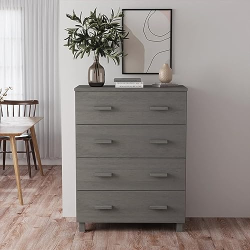 ShCuShan Aparador HAMAR Madera Maciza de Pino Gris Claro 79x40x103,5 cm Mueble Cocina almacenaje Mueble Auxiliar de Cocina Muebles de Comedor