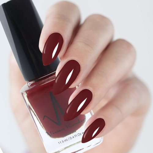 Classic Nail Polish Quick Drying Nail Varnish Long lasting No UV Need Natural Classic Nail Polish (110 - Red Black)