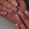 24 Stück French Nägel Zum Aufkleben, Weißer Rand French Pink mit Glitzer Künstliche Nägel mit Gelee-Kleber, Glossy Acrylnägel Selbstklebende Press-On Nails fürFrauen und Mädchen (White pink, 24x)