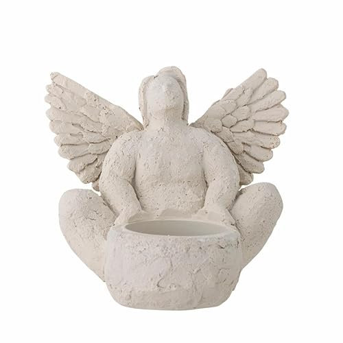 Bloomingville Hadassa Teelichthalter aus Polyresin in der Farbe Weiß, Größe: L11,5xH10xW8,5 cm, 82062261