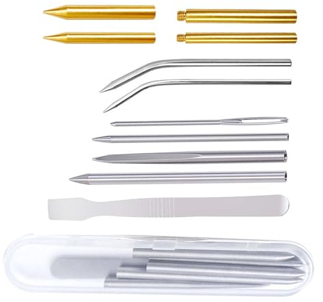 NIYATA 10 Stück Paracord Nadel Set,Paracord FID Flecht-Nadel Set,mit Nähnadel und Glättwerkzeug und Aufbewahrungsbox,Verschiedene Größen,zum Basteln und Vernähen,für DIY Bastelbedarf