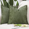 Madizz 2er Set Chenille Samt mit Rand Kissenbezüge Weiche Dekorativ Zierkissenbezüge Modern Kissenhülle für Sofa Wohnzimmer Schlafzimmer Moosgrün 40x40 cm