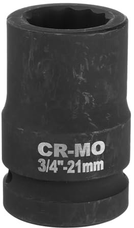 sourcing map 3/4-Inch Drive 12 Point Impact Socket 21mm Metric Spindle Axle Nut Socket Driver Wrench for Auto Repair Easy Removal