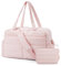 bagsmart Reisetasche Sporttasche Damen, 31L Wasserabweisend Puffer Handgepäck Tasche Weekender Bag Gesteppt Laptop-Handgepäck mit Kosmetiktasche, Kliniktasche Geburt für Gym, Fitness, Arbeit, Rosa