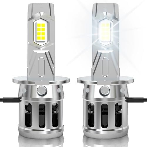 KOHYIER H3 Halogen Lampen +600% Helligkeit, 20000LM 100W 6000K Weiß 12V Auto H3 Abblendlicht Halogen Glühbirne, 2 Lampen
