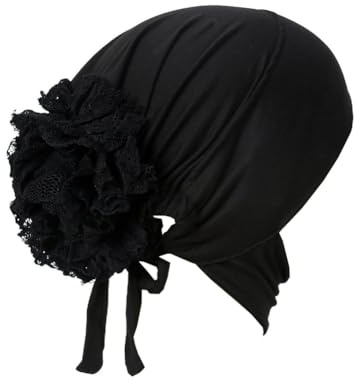 SHTGOI Unterschal Hijab Cap eine Spitze Blume Elastische mütze Longbeanie Vorgebundenes Kopftuch Damen Verstellbarer Hijab Undercap Beanie Turban Schlafmütze Kopfbedeckung Headwraps Haube für Frauen