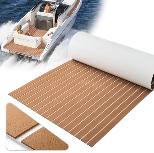 Xisair Bootsbodenmatten – Eva-Schaumstoffmatten in Teak-Optik für Bootsdeck | Selbstklebender Bootsbodenbelag, rutschfeste Teak-Deckmatten für Yachten, Segelboote, Wohnmobile und Schwimmbäder