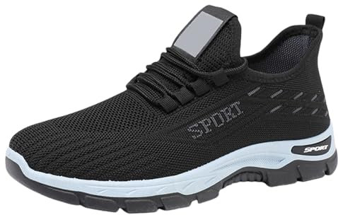 Elevate Shoes Herren Sneaker | Orthopädische Schuhe Herren Extra Weit | Bequeme Barfußschuhe | Sommerschuhe Wearbreeze Joggingschuhe | Slip on Laufschuhe Leichte Arbeitsschuhe Freizeitschuhe (Schwarz)