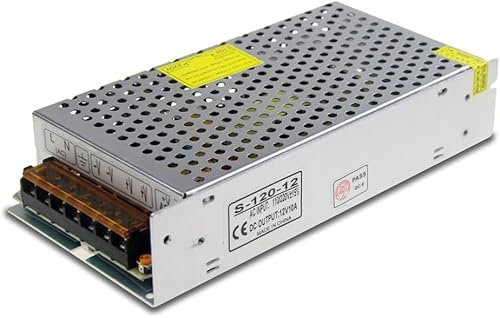 Alimentatore 12V 10A 120W Stabilizzato Switching | Trasformatore AC 220V a DC 12V per LED, CCTV, Stampante 3D, Auto, Telecamere, Strisce Luminose | Convertitore di Potenza Industriale (12V 10A (120W))