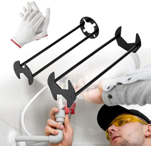 Yinrikom 2Stück Multifunktionaler Spültischschlüssel,7Größen Wasserhahn- und Spüleninstallatoren, Vier-Backen-Sechskantschlüssel für Küche Bad verwenden, enthält kostenlose Handschuhe