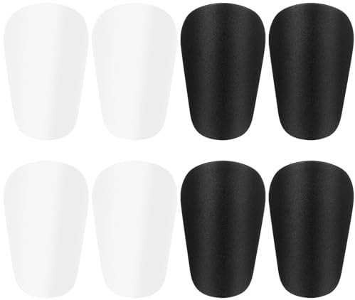 4 Paar Mini Schienbeinschoner Fußball, 5 x 8 cm Kleine Mini Schienbeinschoner für Fußball, Mini Shin Pads Football Schutzausrüstung für Jungen Mädchen Männer Frauen (Weiß, Schwarz)