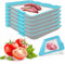 YSINOBEAR Vacuum Fresh Storage Tray,Reusable Creative Food Storage Container, 12x8.6 Stackable Food Preservation Tray with Elastic Lid with Buckle for Vegetable Fruit Meat Fish (6pcs/C)