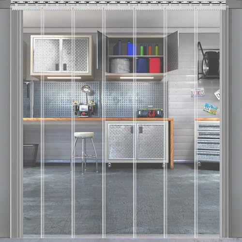 SHANNA PVC Streifenvorhang 7Stk.20x213cm Lamellenvorhang, Transparent Türvorhang, Wetterfest Wärmeschutzvorhang Thermovorhang Kälteschutz für Stallvorhang Kühlhäuser, Lagerhallen und Shops