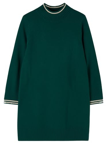 LightHouse Vanessa Women's Funnel Neck Jumper Dress - Super-Soft Single Jersey, Relaxed Fit with Tubular Collar - Pine - Size XS