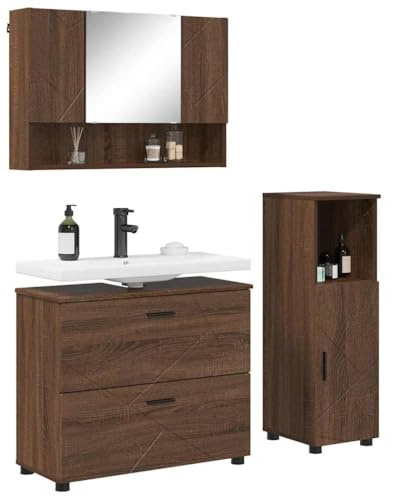 vidaXL Bathroom Furniture Set 3 pcs Brown oak 76.5 x 35 x 64 cm,