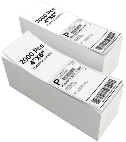 MozPack Thermodirekt-Etiketten, mit perforierter Linie, für Thermodrucker, kompatibel mit Zebra- und Rollo-Druckern (4000)