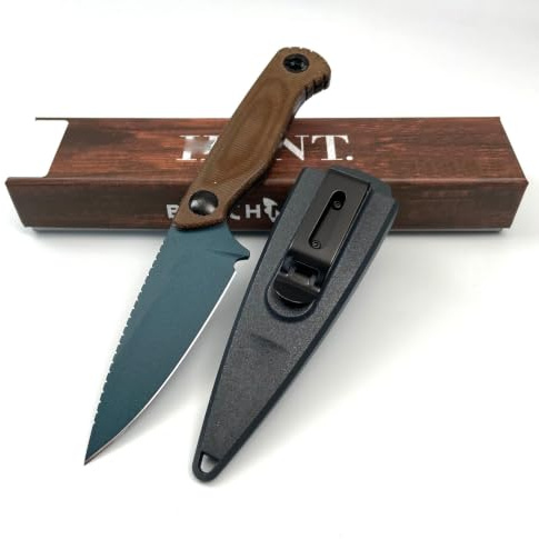 Amacigana Feststehende Klinge mit CPM-MagnaCut Klinge, Stonewashed/DLC-Beschichtung, Leinengriff, 19 cm Gesamtlänge, K-Scheide, 99 g (A 01)