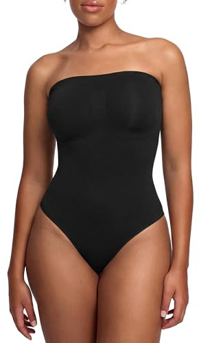 creamy fabrics Shapewear Body trägerlos String Bauchweg Damen | Starke Bauch und Taillenformung mit String abnehmbaren Trägern und glattem Look unter Kleidern