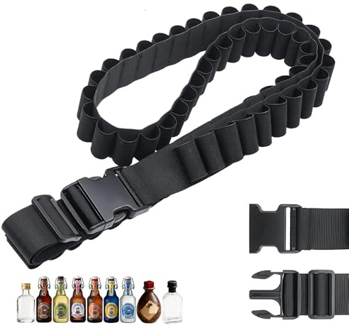 LYPPUL Berentzen Klopfer Gürtel, Schnaps Klopfer Gürtel Halter, 27 Slots Schnapsgürtel für Jägermeister kostüm, Shot Schnaps mini Alkohol Kette, Klopfergürtel Zapfanlage für Karneval Partyoutfit