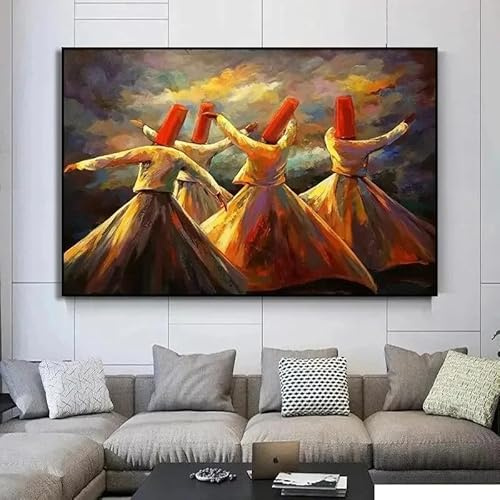 GKUVBF Sufi-Tanzender Derwisch Leinwandbild Kunstdruck Poster Wandbild Heimdekoration (30x40cm/Rahmenlos)