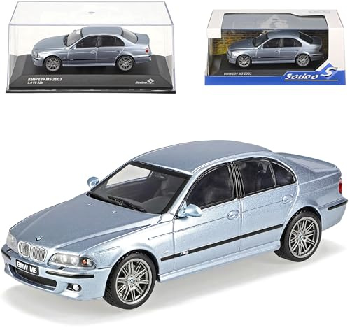 alles-meine.de GmbH B*M*W 5er E39 M5 Limousine Wasser Silber Blau 1995-2004 1/43 Solido Modell Auto mit individiuellem Wunschkennzeichen