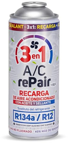 AC REPAIR Recharge Climatisation Voiture 3 en 1 Remplacement R134a avec Stop Fuite, Cartouche Gaz Réfrigérant pour Clim, Bonbonne 200g Plus Rendiment, Naturel et Écologique, Facile à Utiliser Soi Même