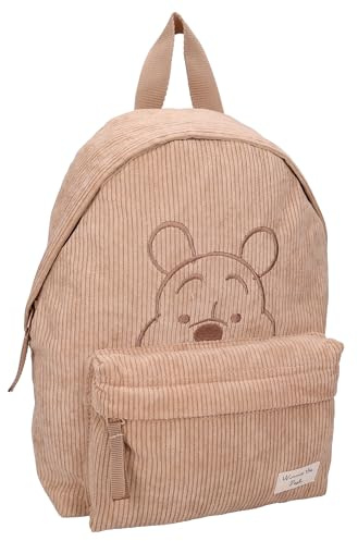 Rucksack Winnie The Pooh Kind Gestures Disney – Rucksack für Kinder | Schule | Kindergarten – Farbe Braun – gerippter Samt – Maße 31 x 22 x 9 cm