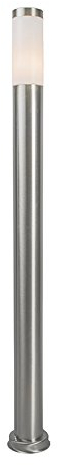 QAZQA - Moderne Außenleuchte I Wegeleuchte I Gartenlampe I Gartenleuchte I Standleuchte Mast Stahl I Silber I nickel matt 110 cm IP44 - Rox I Außenbeleuchtung - Edelstahl Zylinder I Länglich - LED gee