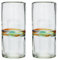 Tumia LAC Handgemachtes Hi-Ball Glas - recyceltes Glas - Verschiedenfarbiger Streifen - Set aus 2 Gläsern