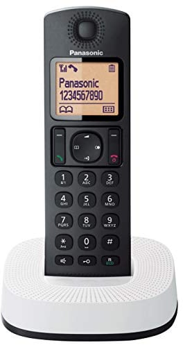 Panasonic KX-TGC310SP2 Teléfono Inalámbrico Digital Unidad Base y 1 Auriculares, Identificador y Bloqueo de Llamadas Altavoz Manos Libres Modo Ecológico Reloj Despertador Pantalla LCD, Blanco y Negro