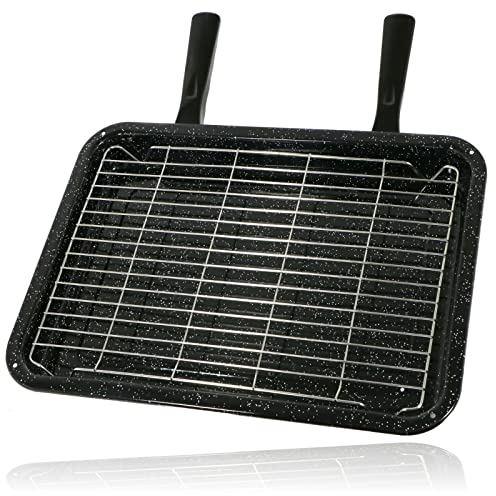 Spares2go Large Vitreous Enamel Grill Pan - Universal for All Makes and Models of Oven Cooker (422mm x 299mm)