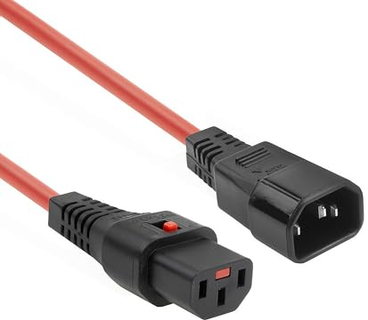 Lock Extension Cord IEC C13/C14 1 m Red