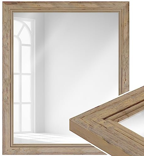 WANDStyle großer Spiegel Natur, Vintage Spiegel, großer Wandspiegel Landhausstil 67x87 cm, Ganzkörperspiegel, Hängespiegel groß, Badspiegel Holz, Flurspiegel Wand, Mirror H660 - Made in Germany