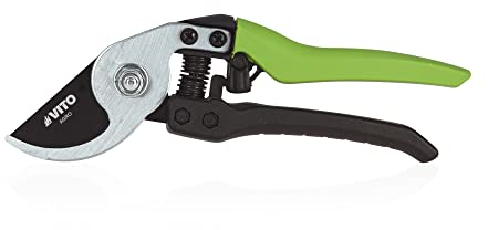 VITO Garden Bypass Gartenschere | Astschere | Rosenschere | Baumschere | Traubenschere | für frische Äste und Zweige | Hochwertige Klingen | Länge: 21cm | Farbe: Universal - Schwarz/Grün