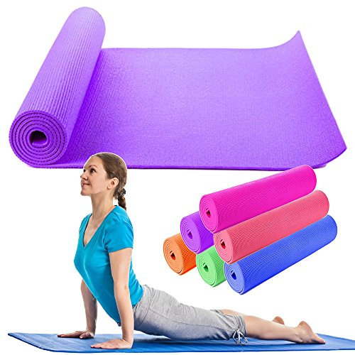 OUTLETISSIMO® Tappetino Yoga Viola 173×61 cm – Morbido, Antiscivolo, Ammortizzante e Flessibile – Ideale per Yoga, Pilates, Fitness e Aerobica