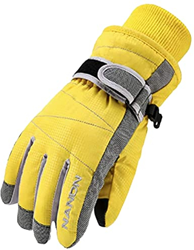 Azarxis Warme Handschuhe, Thermische Ski Snowboard Handschuhe, Winddich Winterhandschuhe für Damen und Herren (Gelb, M)