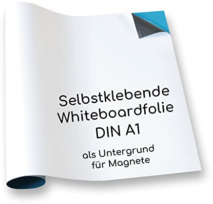 Magstick Ferrofolie Whiteboard-Folie selbstklebend I DIN A1 I flexibel beschreibbar abwischbar I Haftgrund für Magnete I in weiß I mag085