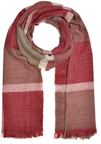 Autiga großer Damen Strickschal kariert Karo XXL Wollschal Oversized Winterschal Deckenschal bordeaux-braun