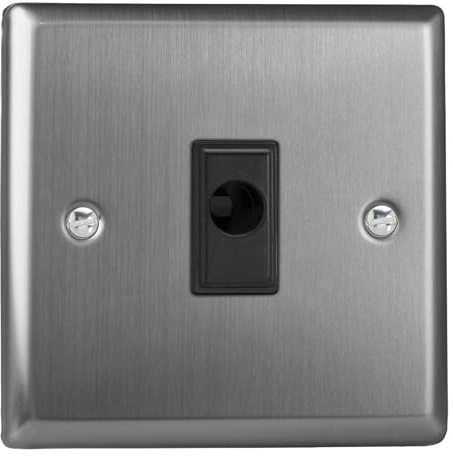 Varilight Flex Outlet Plate - Classic Brushed Steel with Black Insert, XTFOB